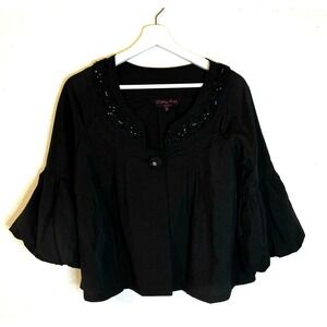 Pretty Angel Black Blazer with Flared Sleeves